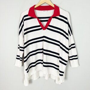MerSea Catalina Polo Sweater Striped Preppy Nautical One Size Women's